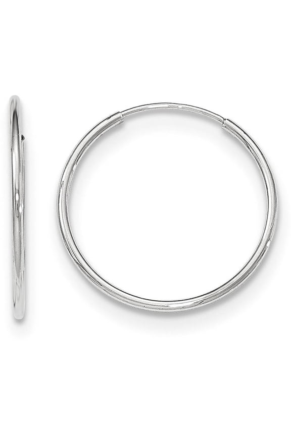 14 Karat White Gold Endless Tube Hoop Earrings