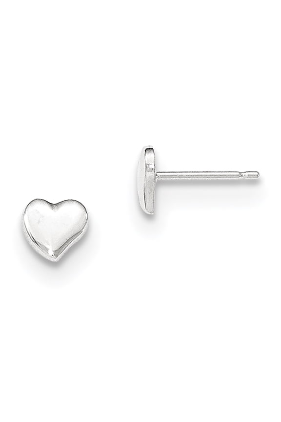 14 Karat White Gold Heart Post Earrings