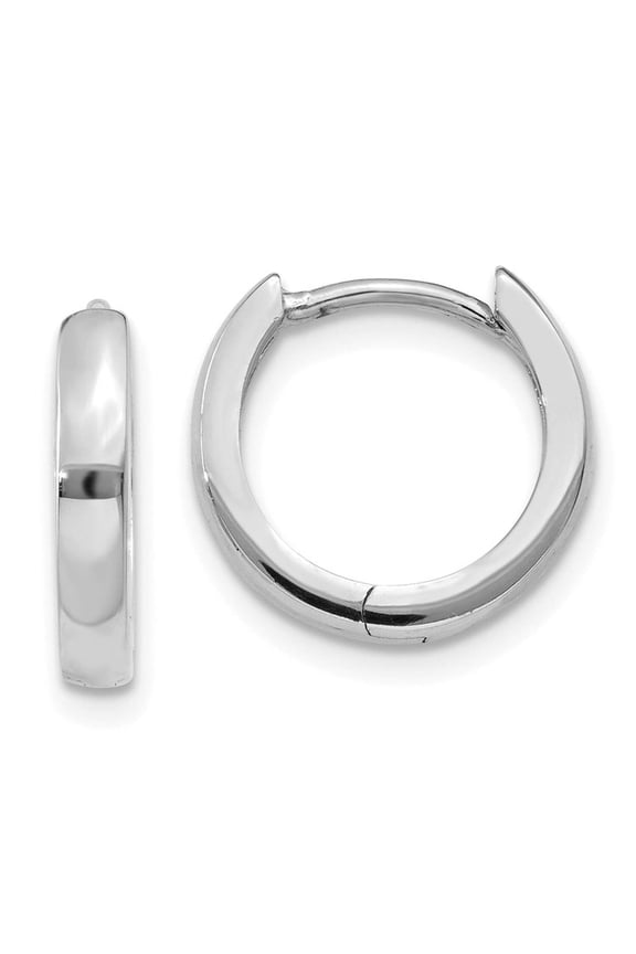14 Karat White Gold Hinged Hoop Earrings