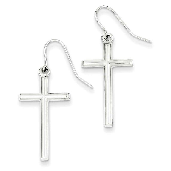Primal Gold 14 Karat White Gold Hollow Cross Dangle Earrings