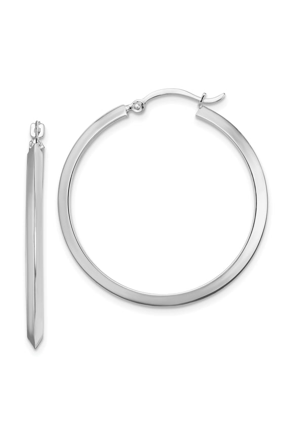14 Karat White Gold Hoop Earrings