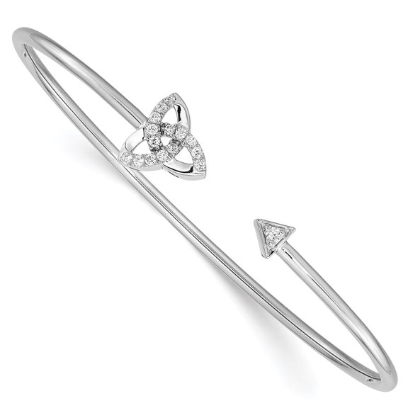 Primal Gold 14 Karat White Gold Lab Grown Diamond Celtic Knot Cuff Bangle