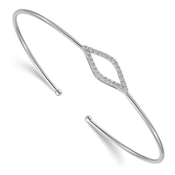 Primal Gold 14 Karat White Gold Lab Grown Diamond Cuff Bangle