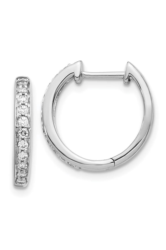 14 Karat White Gold Lab Grown Diamond SI1/SI2, G H I, Hinged Hoop Earrings