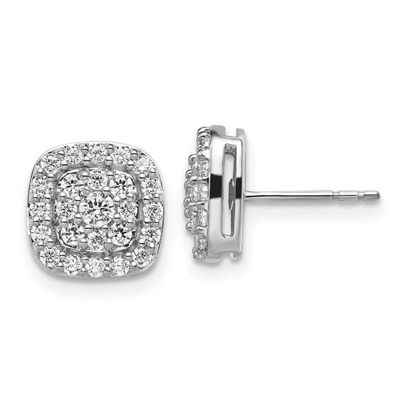 Primal Gold 14 Karat White Gold Lab Grown Diamond SI1/SI2, G H I, Squared Halo Post Earrings