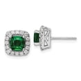 thumbnail image 1 of Primal Gold 14 Karat White Gold Lab Grown Diamond and Created Emerald Halo Post Earrings, 1 of 4