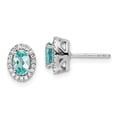 thumbnail image 1 of Primal Gold 14 Karat White Gold Lab Grown Diamond and Lab Created Oval Paraiba Post Earrings, 1 of 4