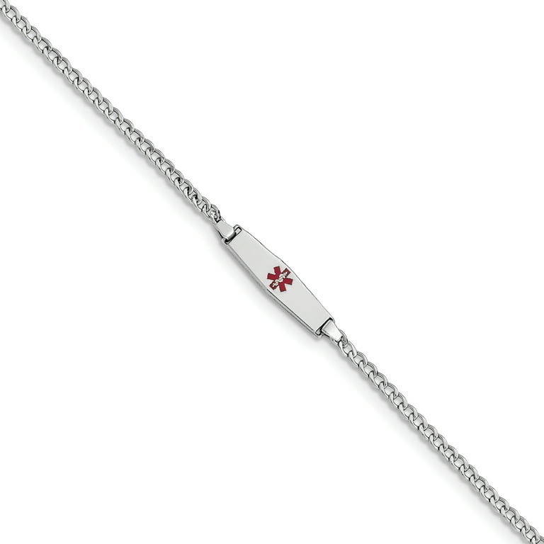 White gold medical shop alert bracelet