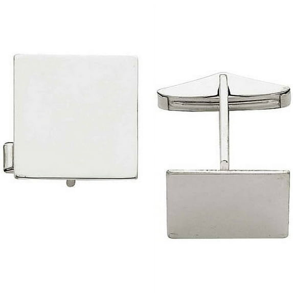 Primal Gold 14 Karat White Gold Men's Square Cuff Links