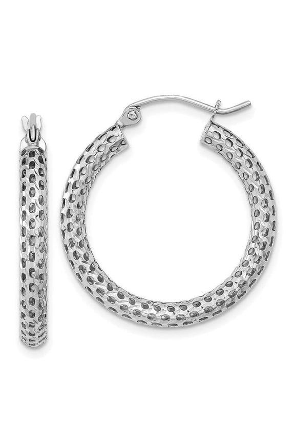 14 Karat White Gold Mesh Hoop Earrings