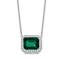 thumbnail image 1 of Primal Gold 14 Karat White Gold Octagon Lab Created Emerald and Diamond 18-inch Necklace, 1 of 4