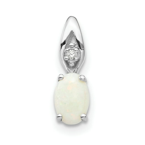 Primal Gold 14 Karat White Gold Opal Diamond Pendant