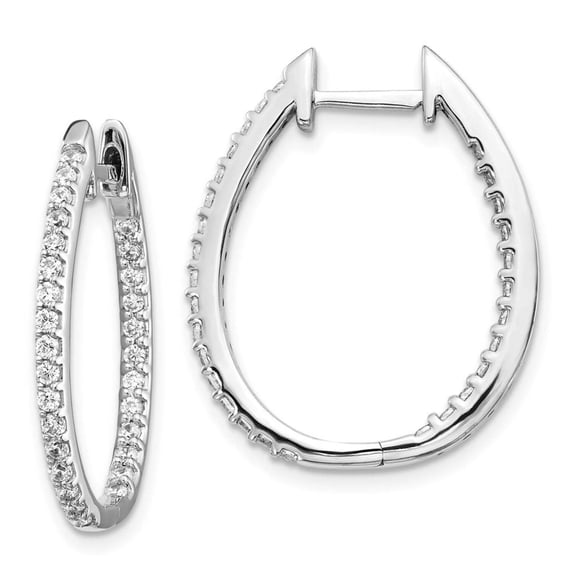 Primal Gold 14 Karat White Gold Oro Spotlight Lab Grown Diamond SI+, H+, In and Out Hinged Hoop Earrings