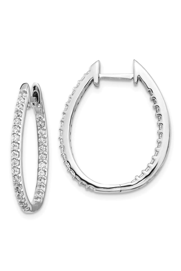 14 Karat White Gold Oro Spotlight Lab Grown Diamond SI+, H+, In and Out Hinged Hoop Earrings