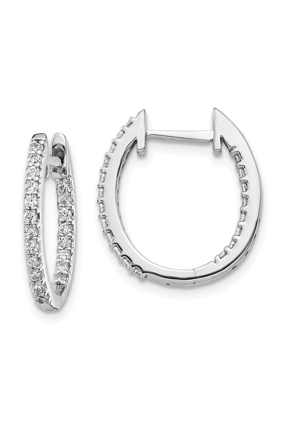 14 Karat White Gold Oro Spotlight Lab Grown Diamond SI+, H+, In and Out Hinged Hoop Earrings