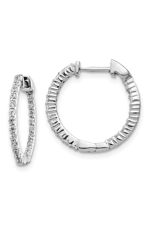14 Karat White Gold Oro Spotlight Lab Grown Diamond SI+, H+, In and Out Hinged Hoop Earrings