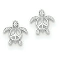 thumbnail image 1 of Primal Gold 14 Karat White Gold Peace Turtle Post Earrings, 1 of 4