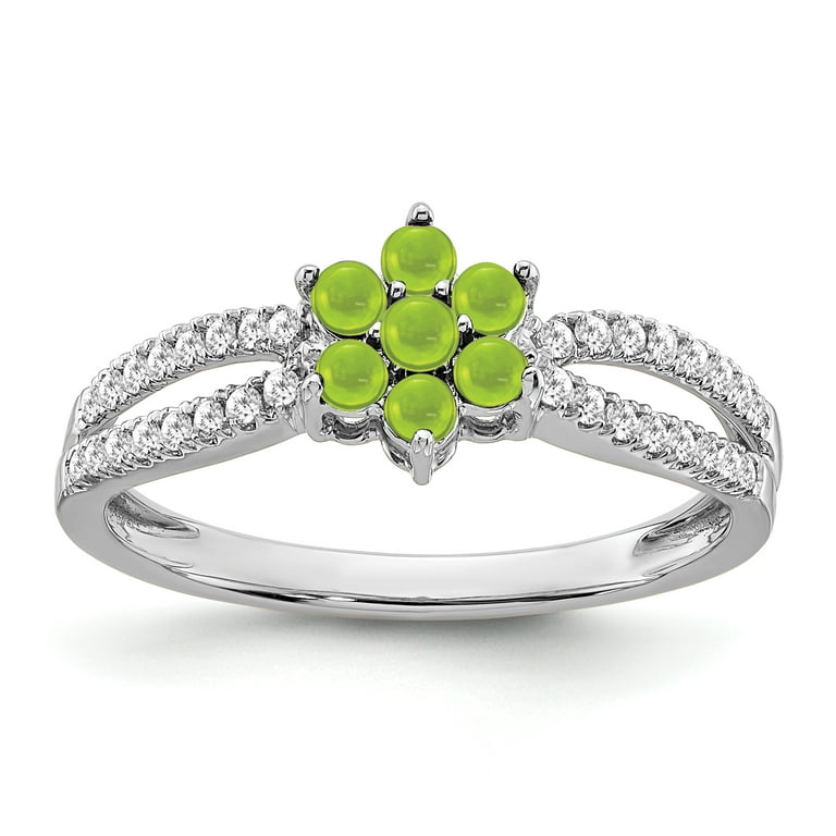 Primal Gold 14 Karat White Gold Peridot and Diamond Floral Ring