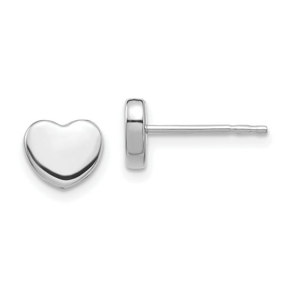 Primal Gold 14 Karat White Gold Polished Heart Post Earrings