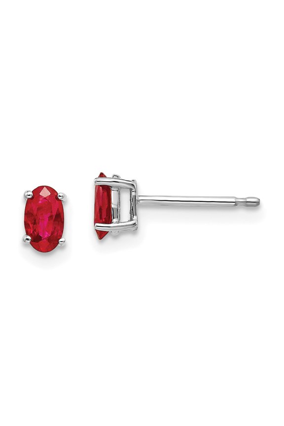 14 Karat White Gold Ruby Earrings