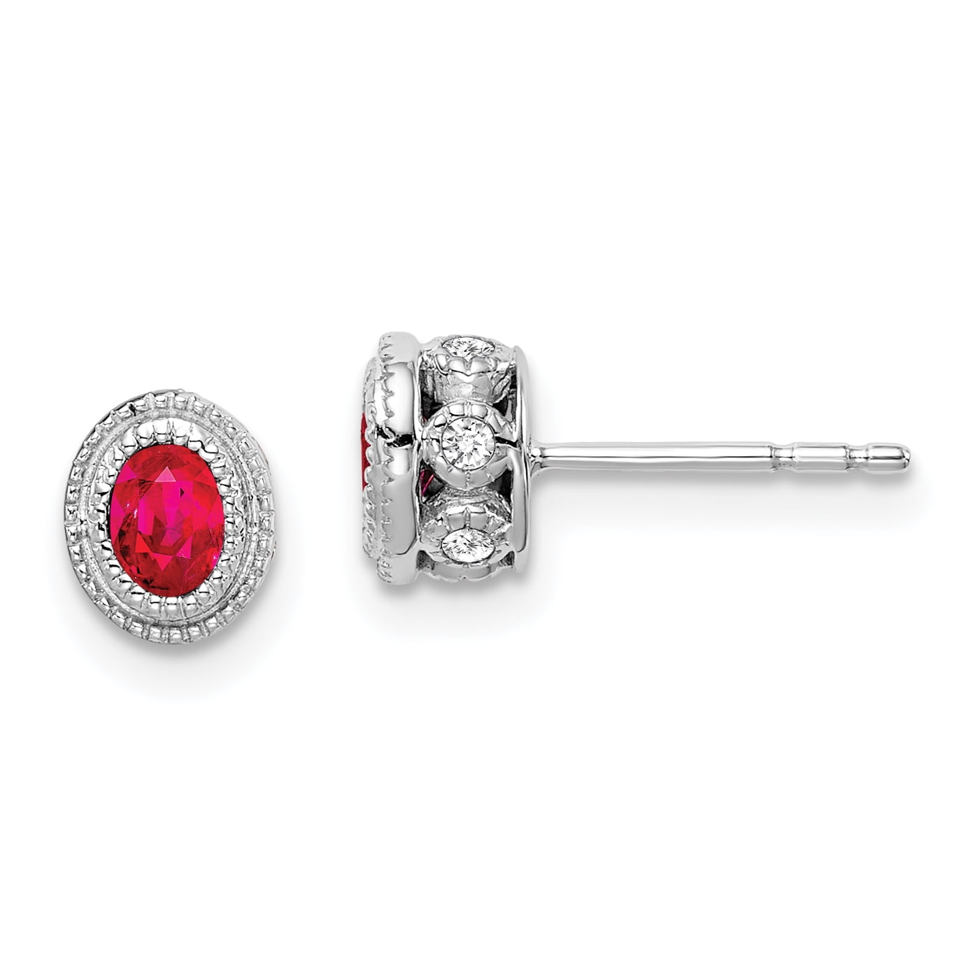 Primal Gold 14 Karat White Gold Ruby and Diamond Earrings