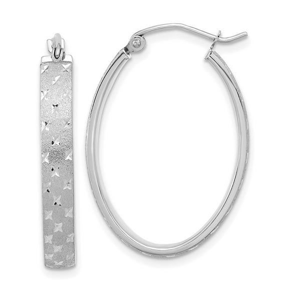 Primal Gold 14 Karat White Gold, Satin and Diamond-cut Hoop Earrings