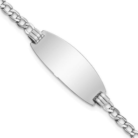 Primal Gold 14 Karat White Gold Semi-solid Oval Curb ID Bracelet