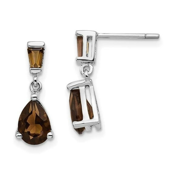 Primal Gold 14 Karat White Gold Smoky Quartz Dangle Post Earrings