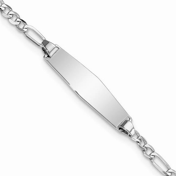 Primal Gold 14 Karat White Gold Soft Diamond Shape Figaro Link ID Bracelet