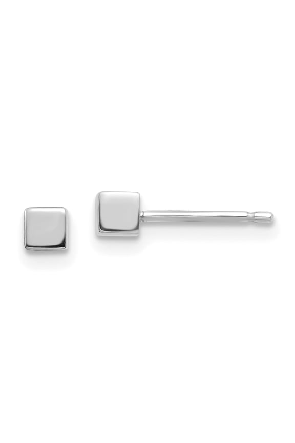 14 Karat White Gold Square Stud Earrings
