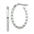 thumbnail image 1 of Primal Gold 14 Karat White Gold Striped Edge Oval Hoop Earrings, 1 of 5