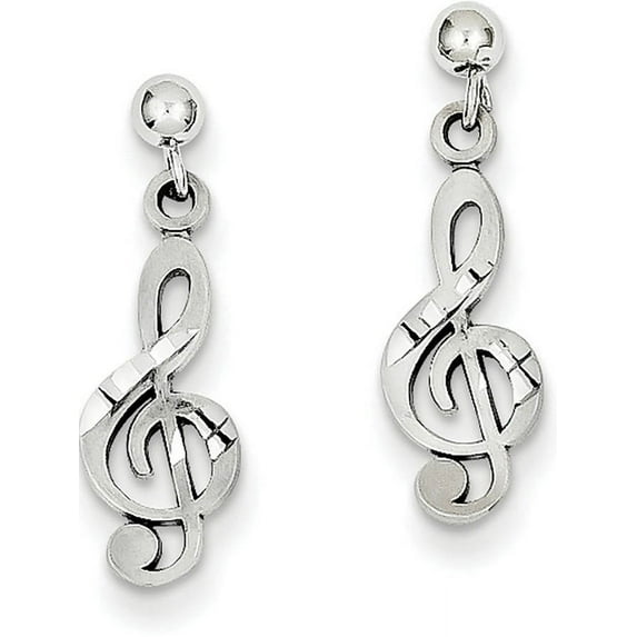 Primal Gold 14 Karat White Gold Treble Clef Dangle Earrings