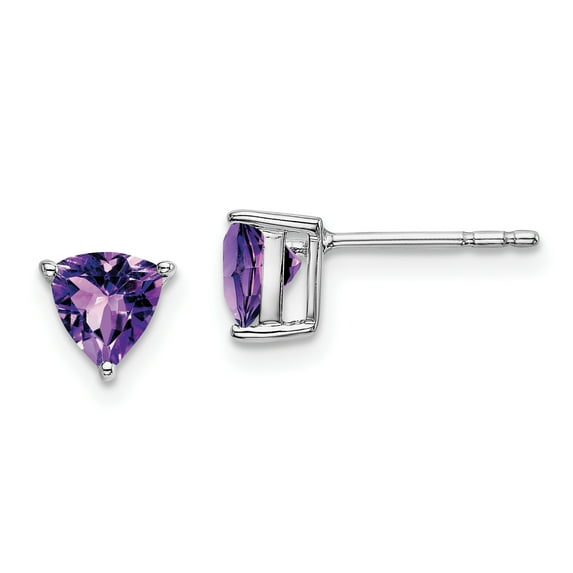 Primal Gold 14 Karat White Gold Trillion Amethyst Earrings