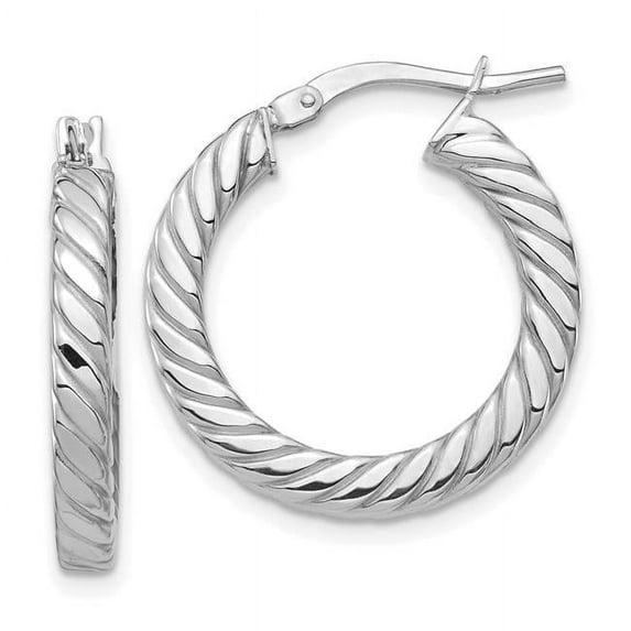 Primal Gold 14 Karat White Gold Twisted 3mm Hoop Earrings