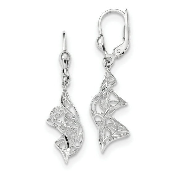 Primal Gold 14 Karat White Gold Twisted Diamond-cut Dangle Leverback Earrings