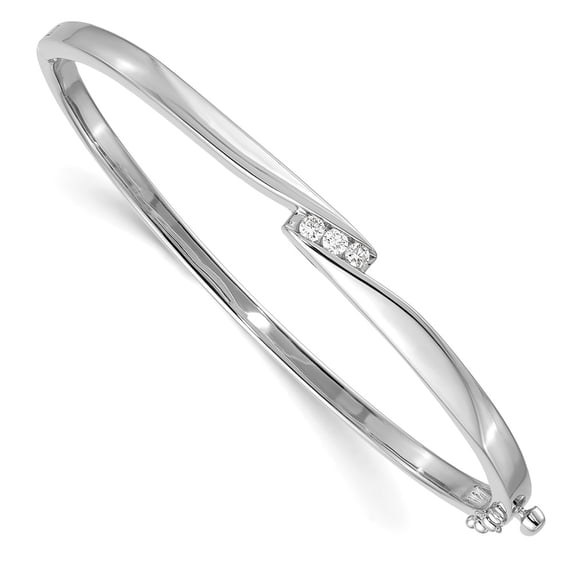 Primal Gold 14 Karat White Gold VS Diamond Hinged Bangle