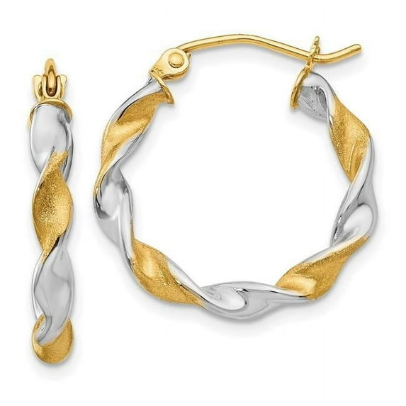 Primal Gold 14 Karat White Gold and Yellow Rhodium-plated 2.0mm Twisted Hoop Earrings