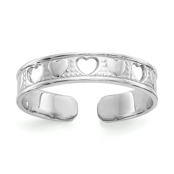 Primal Gold 14 Karat White Gold with Hearts Toe Ring