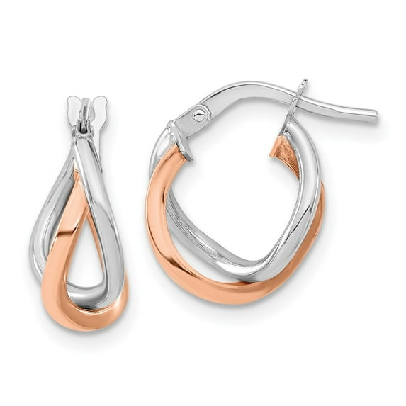 Primal Gold 14 Karat White and Rose Gold Fancy Hoop Earrings