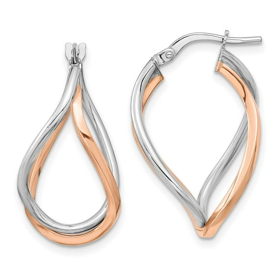 Primal Gold 14 Karat White and Rose Gold Fancy Swirl Hoop Earrings