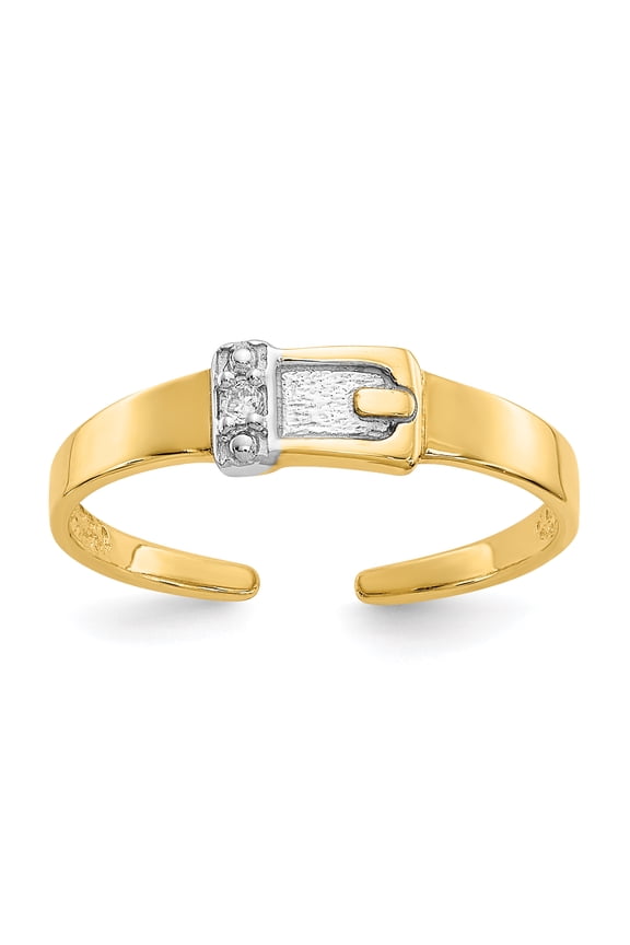 14 Karat Yellow Gold 0.01ct Diamond Buckle Toe Ring