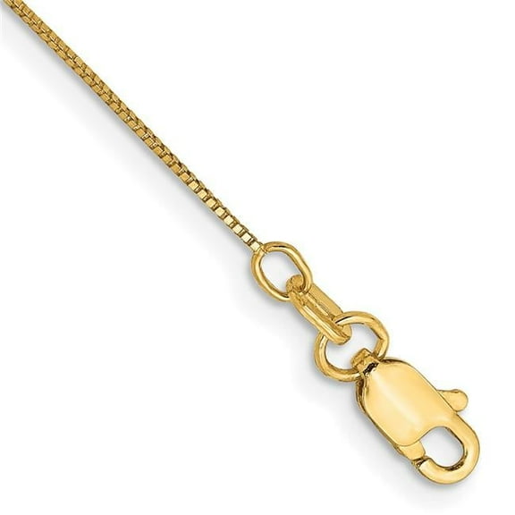 Primal Gold 14 Karat Yellow Gold 0.5mm Box with Lobster Clasp Chain Anklet