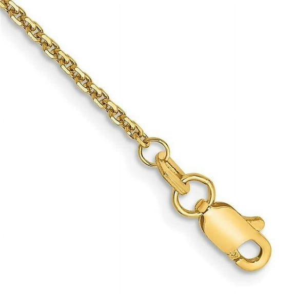 Primal Gold 14 Karat Yellow Gold 1.45mm Solid Diamond-cut Cable Chain Anklet