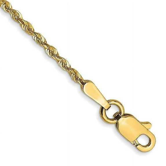 Primal Gold 14 Karat Yellow Gold 1.5mm Diamond-cut Extra Light Rope Chain Anklet