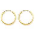 thumbnail image 1 of Primal Gold 14 Karat Yellow Gold 1.5mm Round Endless Hoop Earrings, 1 of 4