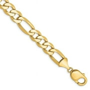 JEWELRYWEB 14k Yellow Gold Solid Polished 10mm Flat Figaro Chain Bracelet 8 Inch Lobster Claw Jewelry Gifts for Women