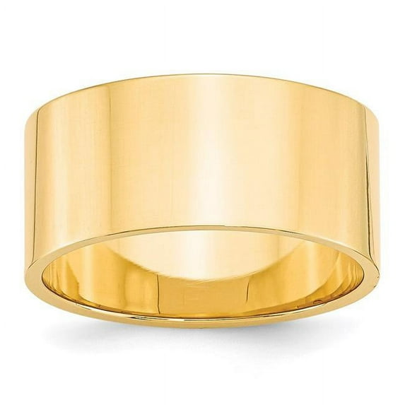 Primal Gold 14 Karat Yellow Gold 10mm Hollow Flat Band Size 5