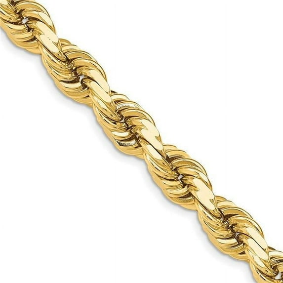 Primal Gold 14 Karat Yellow Gold 12mm Diamond-cut Rope with Fancy Lobster Clasp Chain