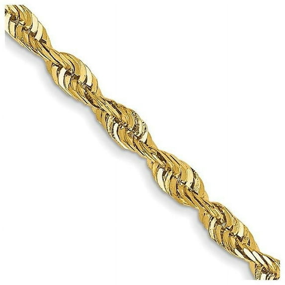 Primal Gold 14 Karat Yellow Gold 2.25mm Diamond Cut Extra-Light Rope Chain