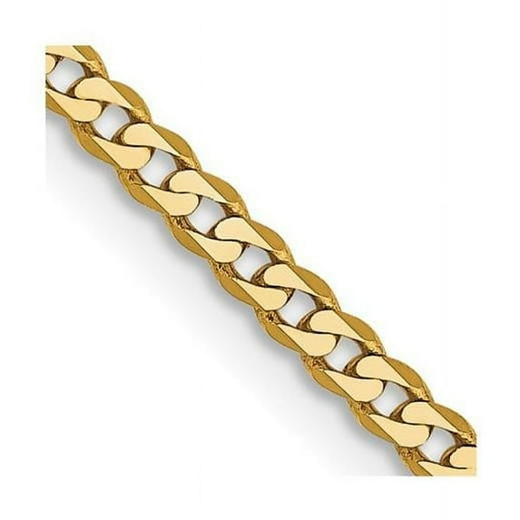 Primal Gold 14 Karat Yellow Gold 2.2mm Flat Beveled Curb Chain